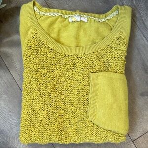Yellow Bird Anthropologie Women's Raglan 3/4 Sleeve Loose Knit Top Size Small